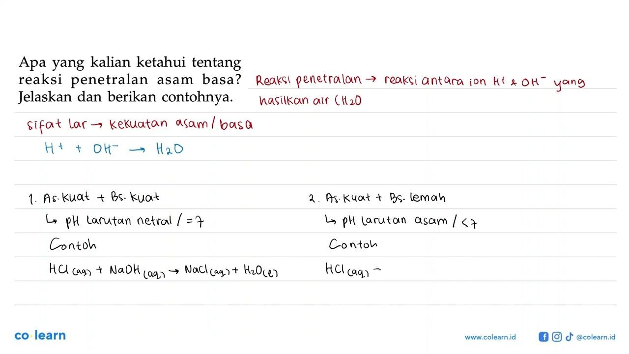Apa yang kalian ketahui tentang reaksi penetralan asam