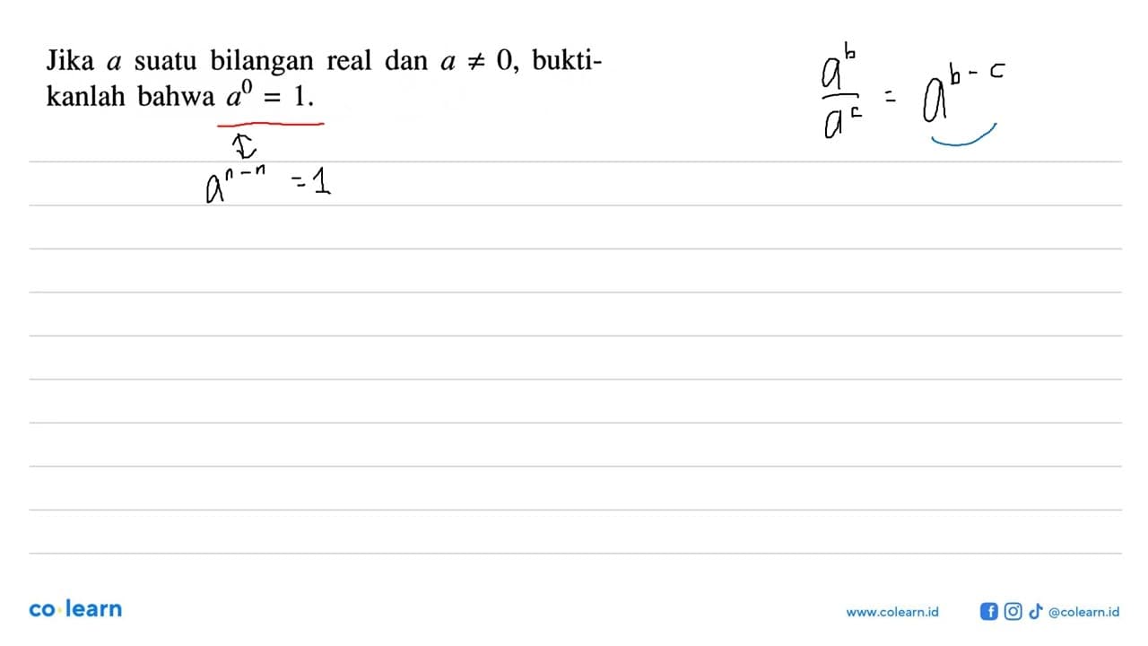 Jika suatu bilangan real dan a=/=0, buktikanlah bahwa