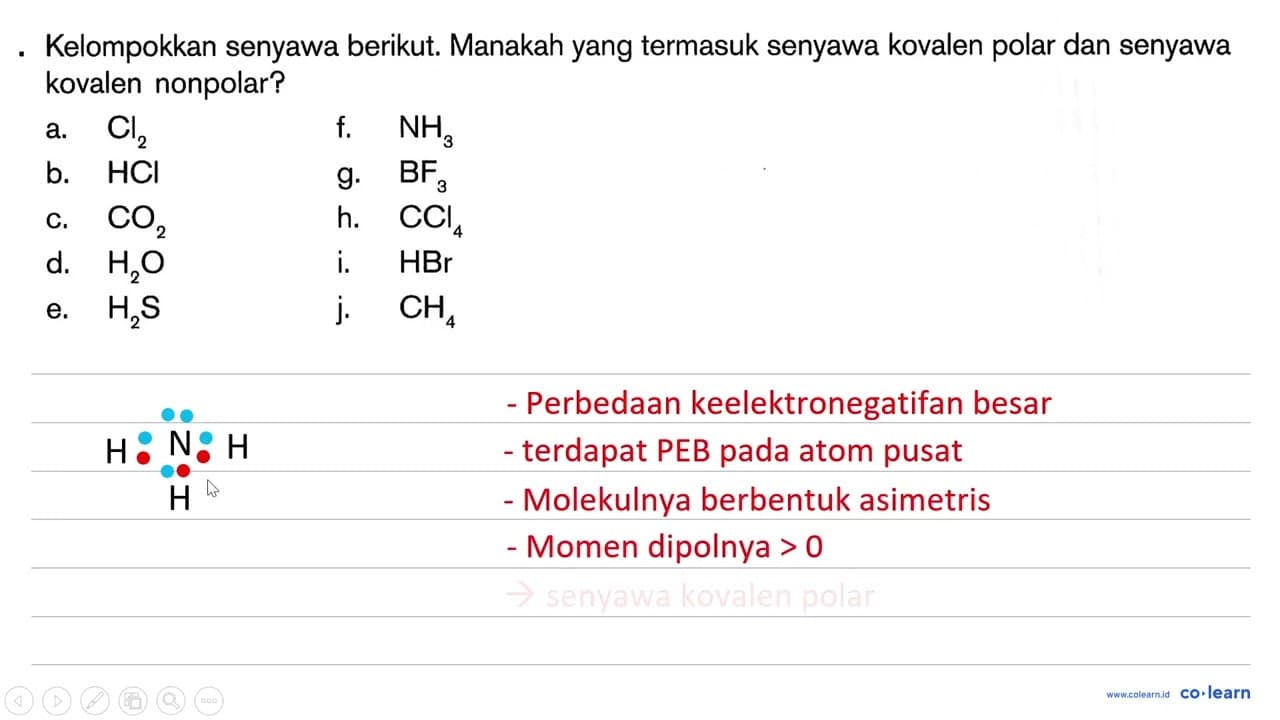 Kelompokkan senyawa berikut. Manakah yang termasuk senyawa