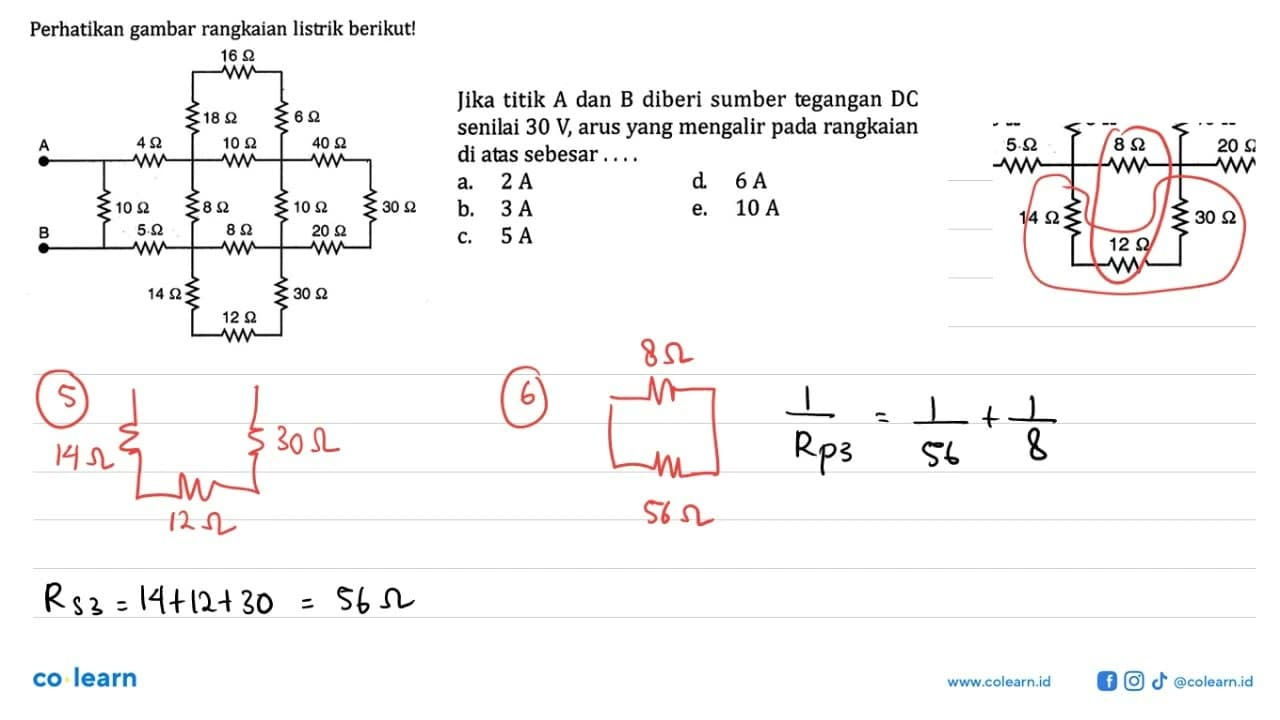 Perhatikan gambar rangkaian listrik berikut!Jika titik A