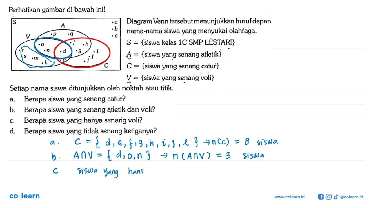 Perhatikan gambar di bawah inil Diagram Venn tersebut