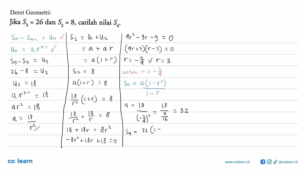 Jika S3=26 dan S2=8, carilah nilai S4