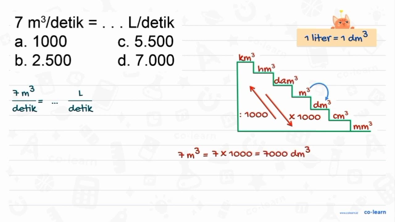 7 m^3/detik =... L/detik