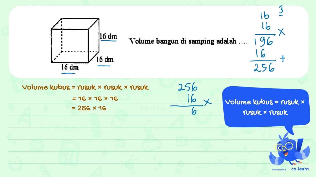 Volume bangun di samping adalah