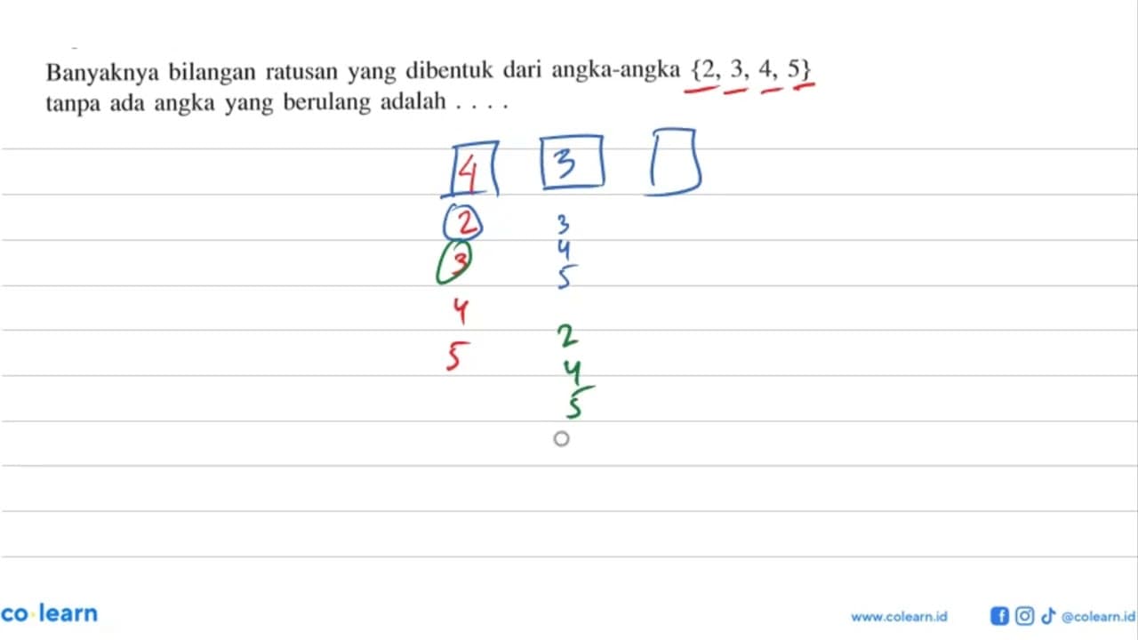 Banyaknya bilangan ratusan yang dibentuk dari angka-angka