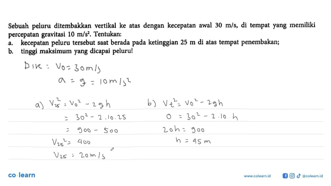 Sebuah ditembakkan vertikal ke atas dengan kecepatan awal