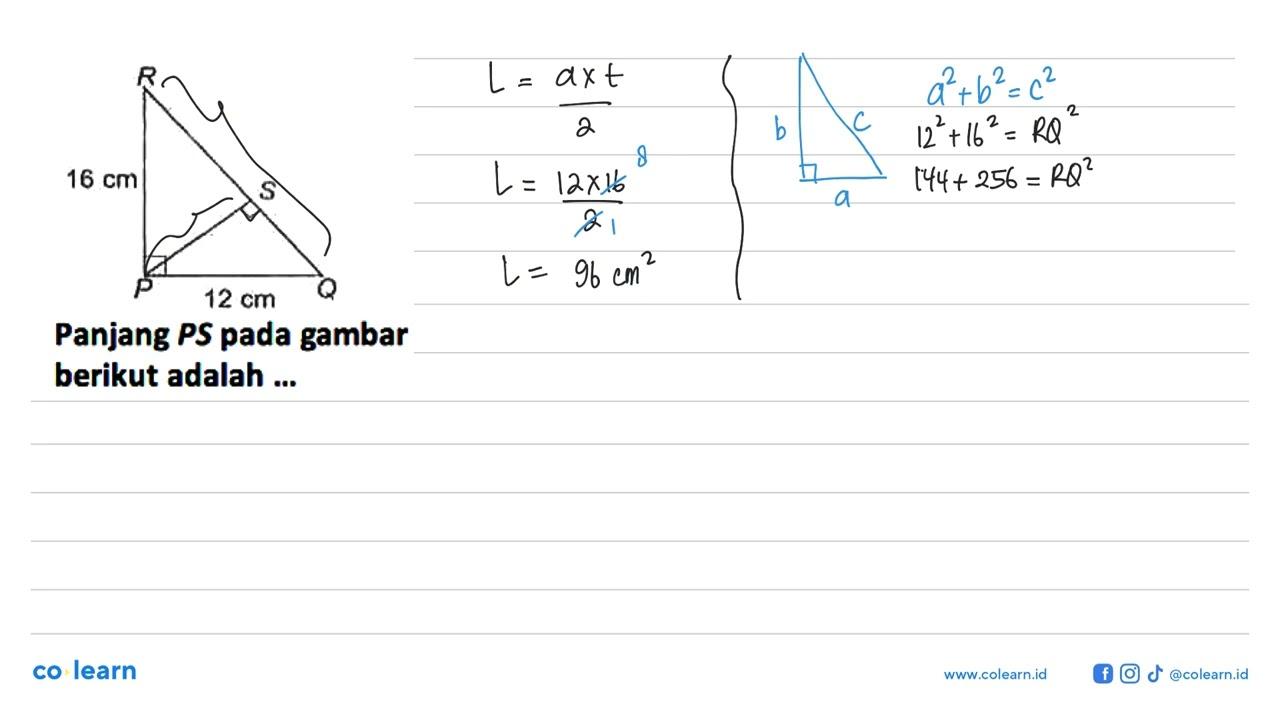 Panjang PS pada gambar berikut adalah ... segitiga