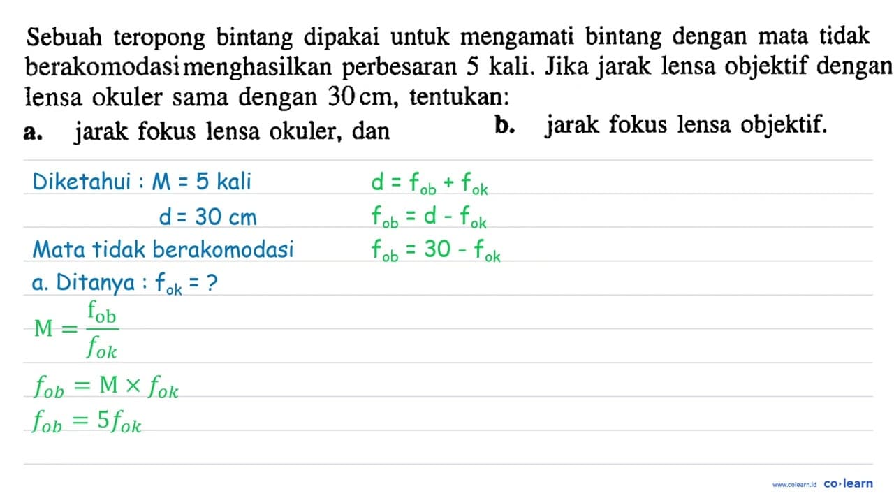 Sebuah teropong bintang dipakai untuk mengamati bintang