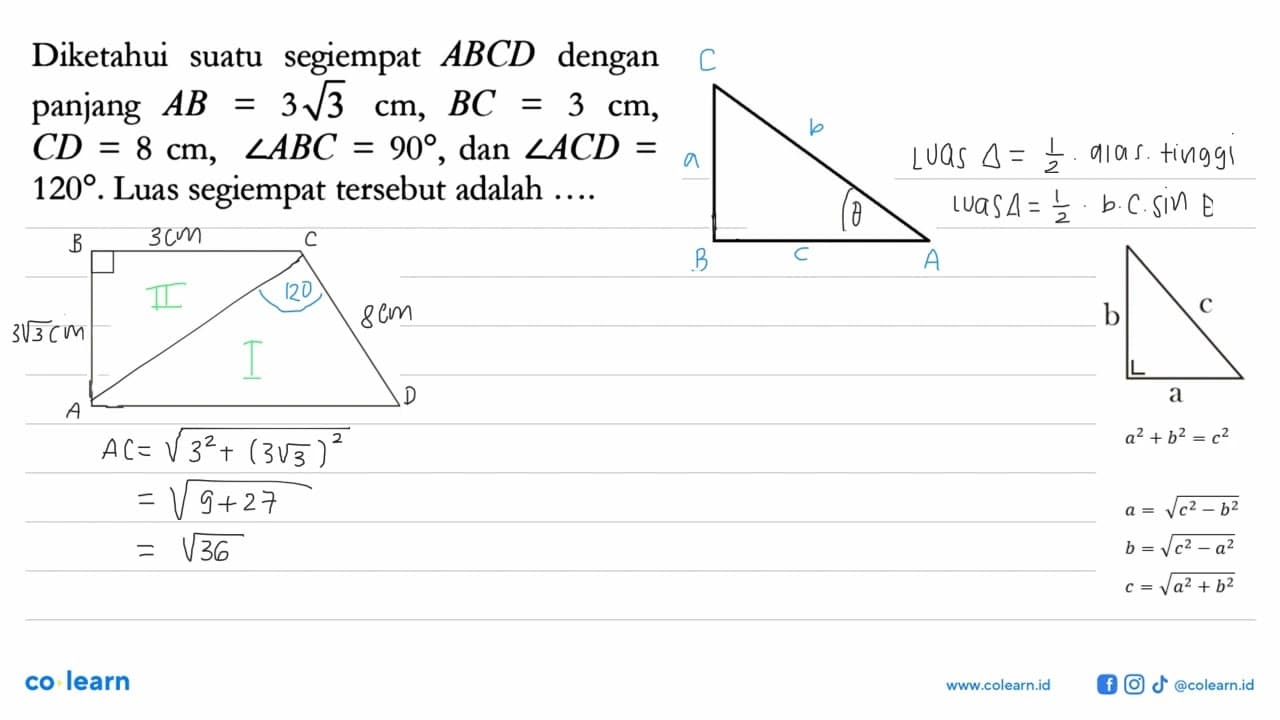 Diketahui suatu segiempat ABCD dengan panjang AB=3 akar(3)