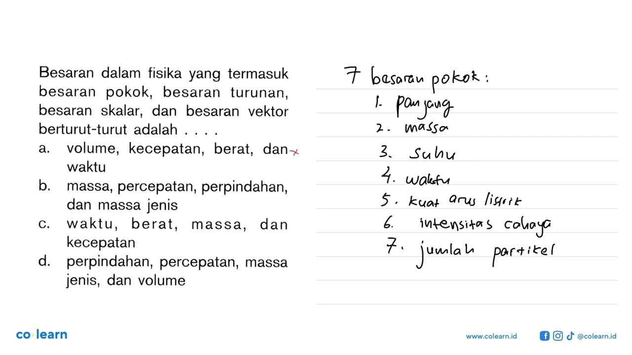 Besaran dalam fisika yang termasuk besaran pokok, besaran