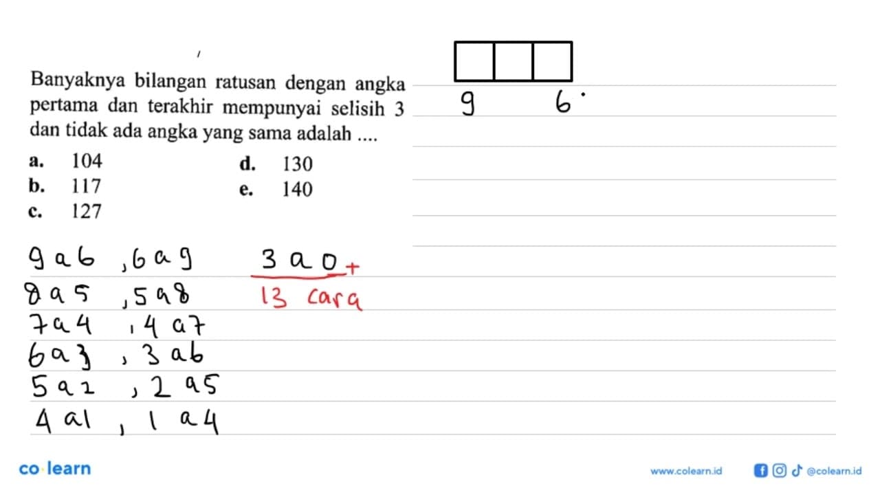 Banyaknya bilangan ratusan dengan angka pertama dan