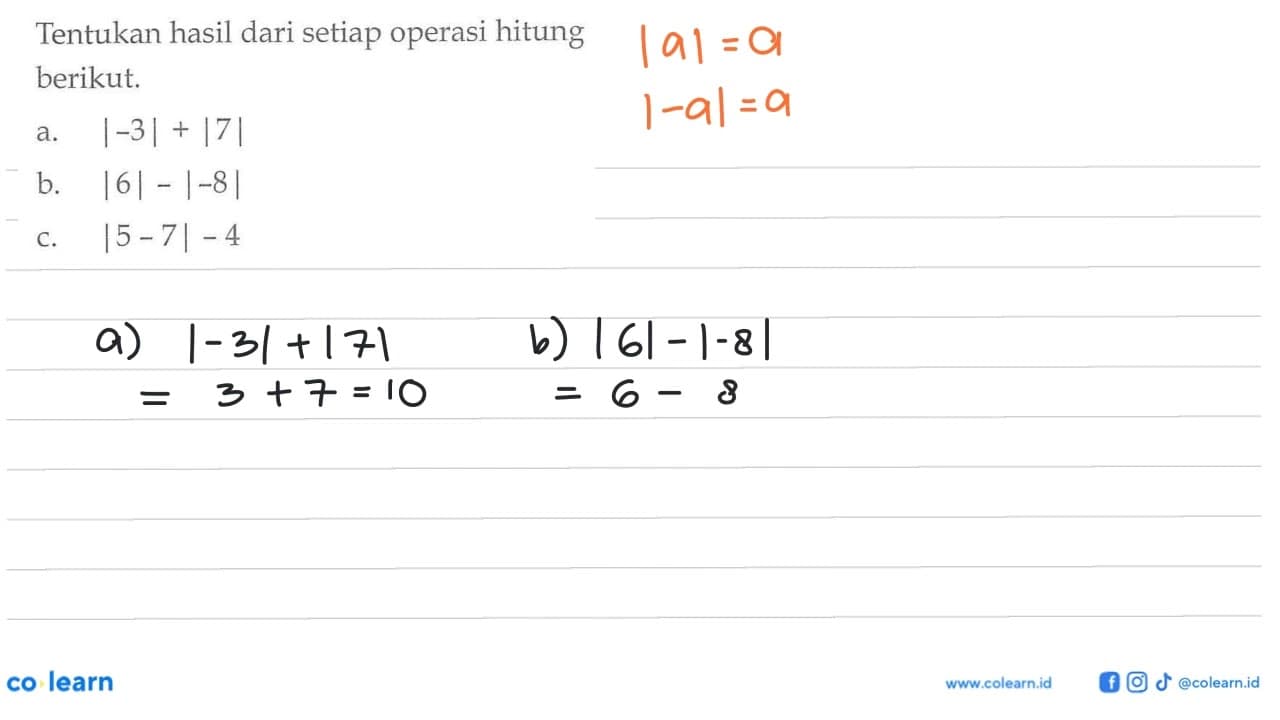 Tentukan hasil dari setiap operasi hitung berikut. a.