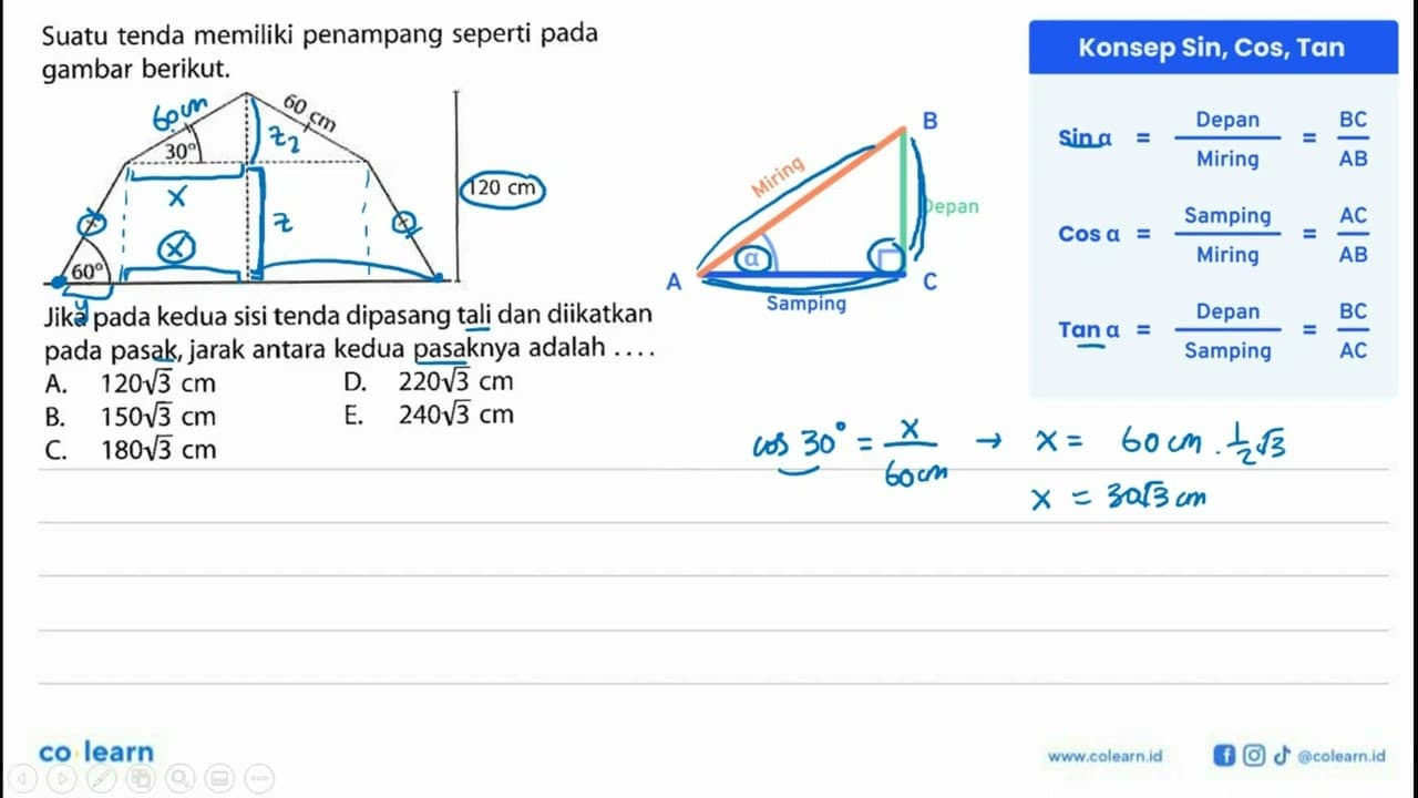 Suatu tenda memiliki penampang seperti pada gambar berikut.