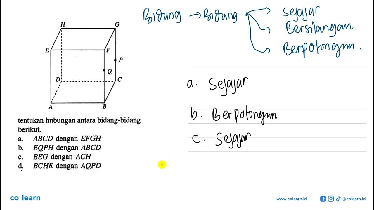 tentukan hubungan antara bidang-bidang berikut. a. ABCD