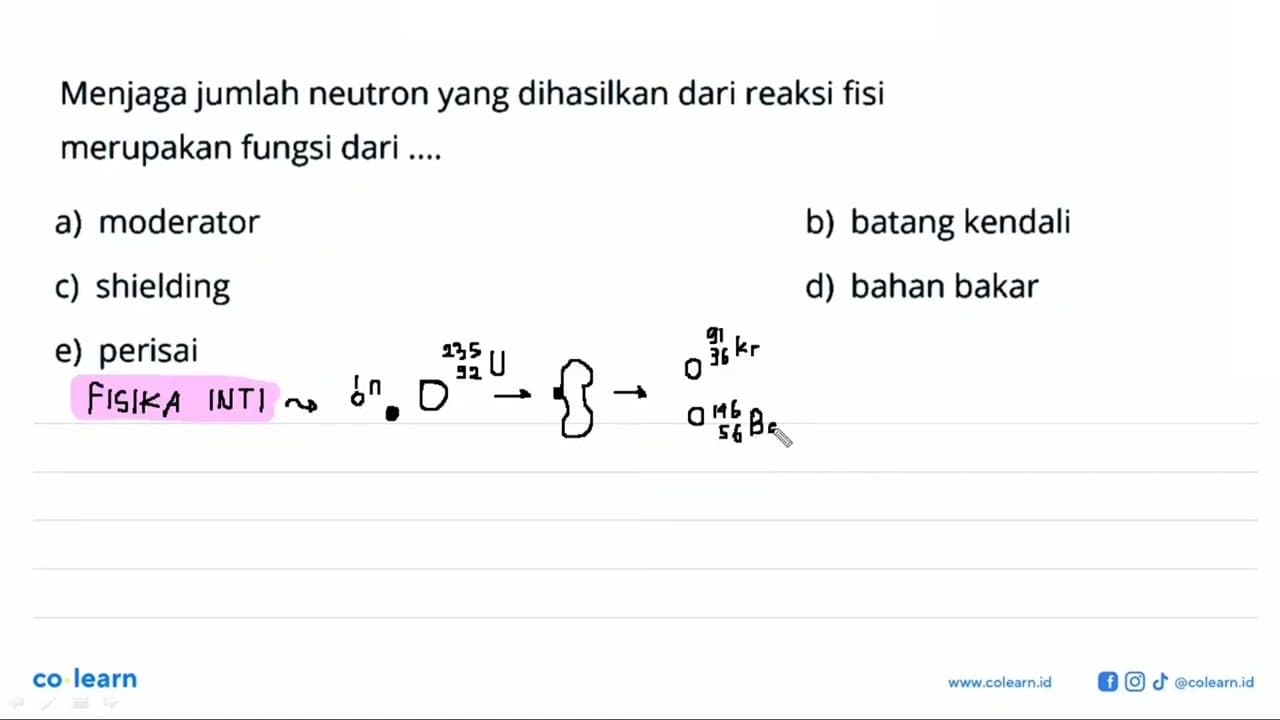 Menjaga jumlah neutron yang dihasilkan dari reaksi fisi