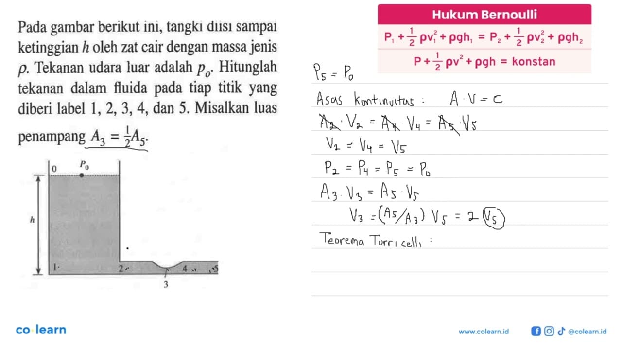 Pada gambar berikut ini, tangki diisi sampai ketinggian h