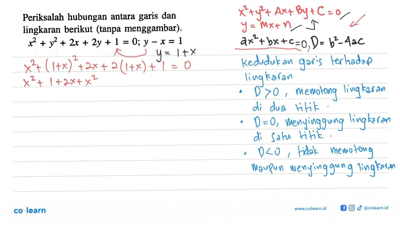 Periksalah hubungan antara garis danlingkaran berikut