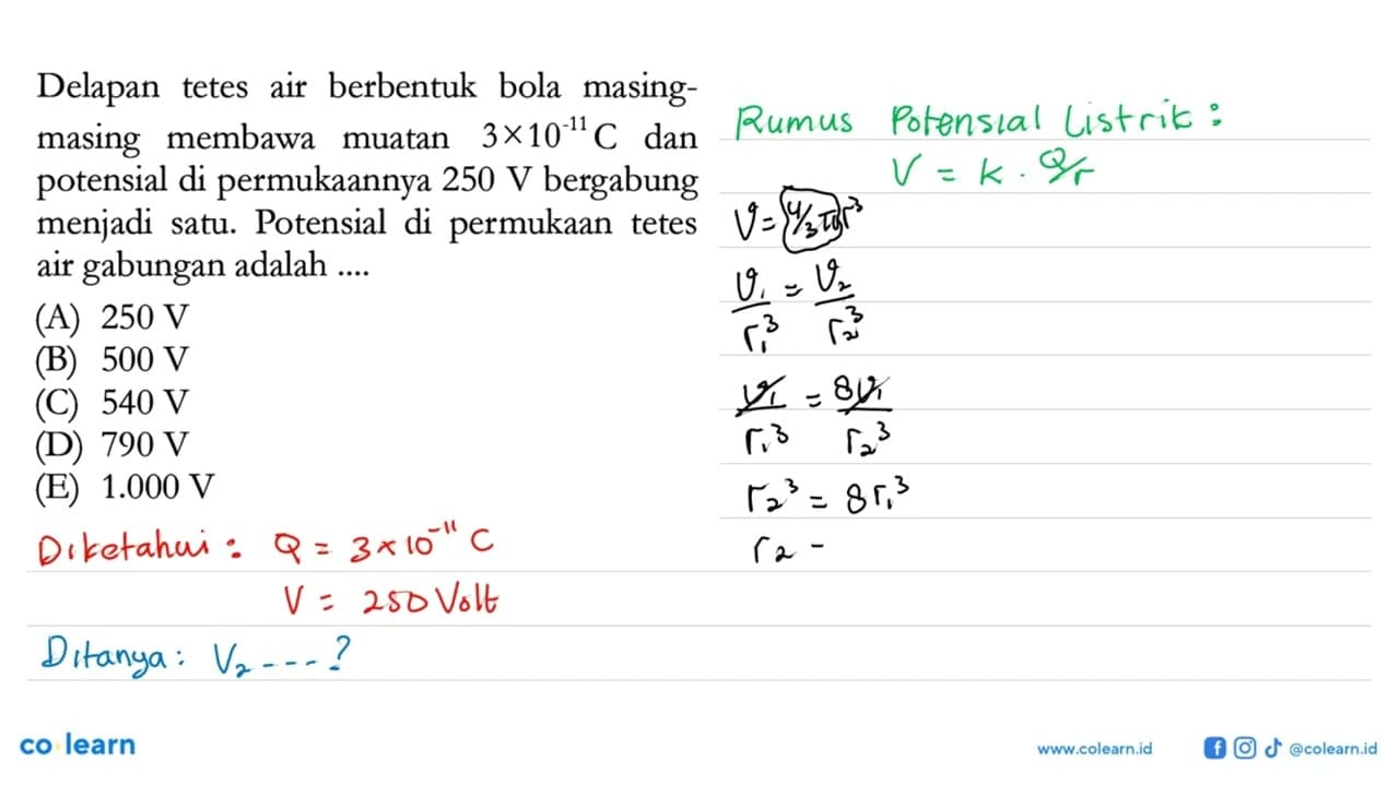 Delapan tetes air berbentuk bola masing-masing membawa