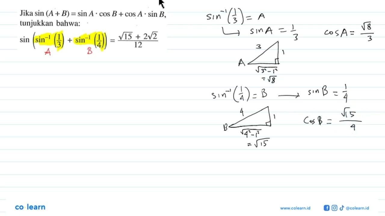 Jika sin (A + B) = sin A cos B + cos A sin B tunjukkan