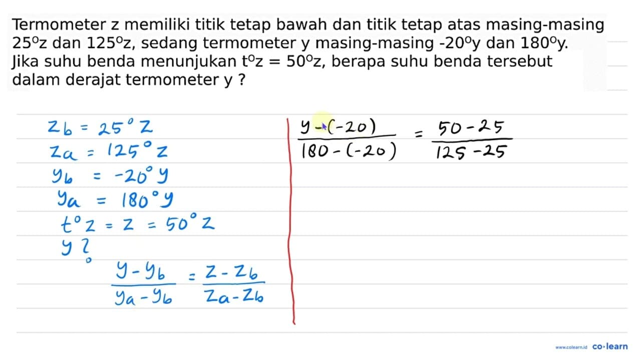 Termometer z memiliki titik tetap bawah dan titik tetap