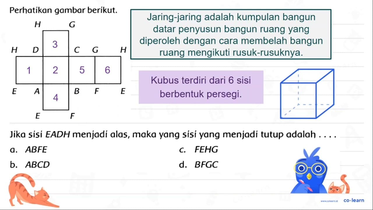 Perhatikan gambar berikut. Jika sisi EADH menjadi alas,