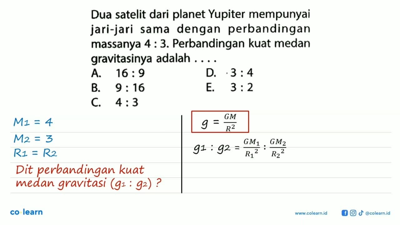 Dua satelit dari planet Yupiter mempunyai jari-jari sama