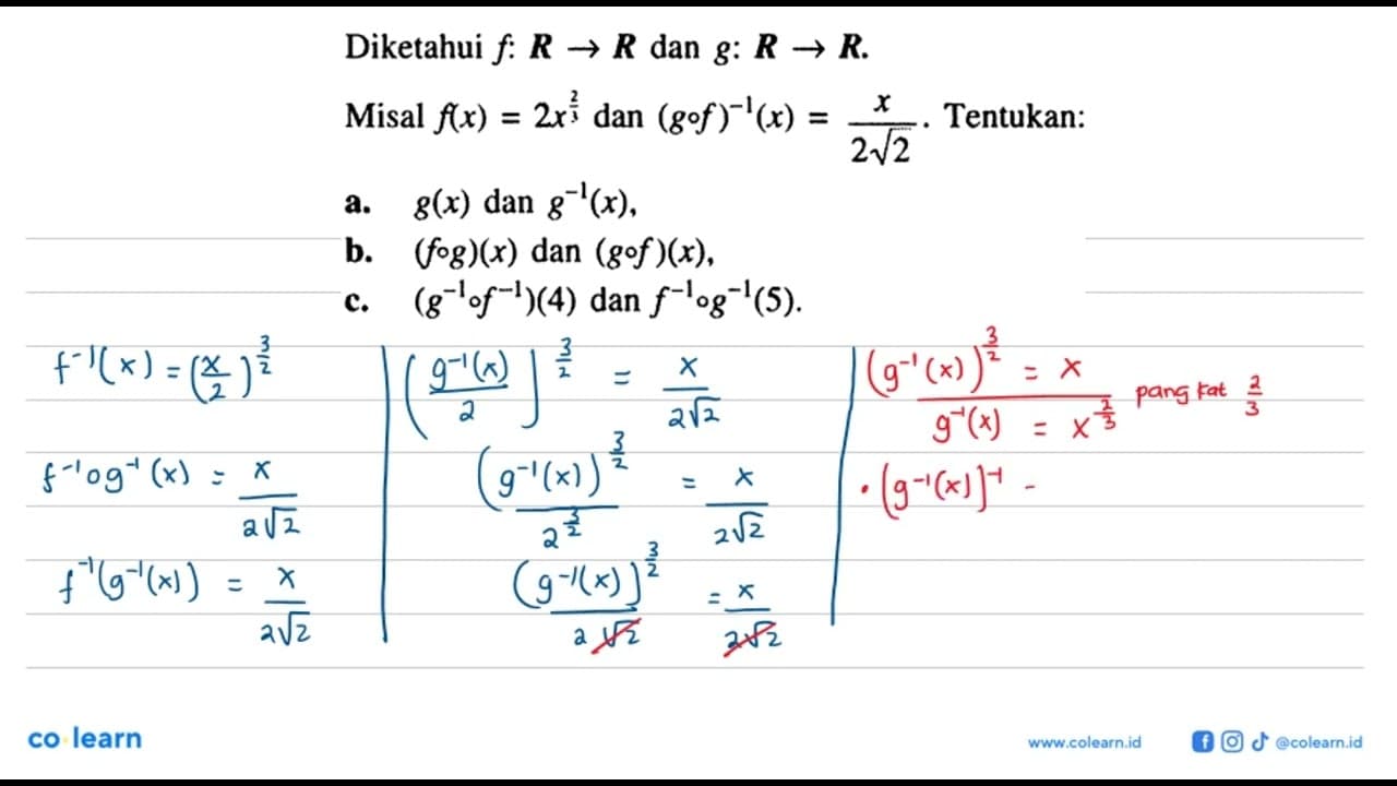 Diketahui f: R -> R dan g: R -> R .Misal f(x)=2x^2/3 dan (g