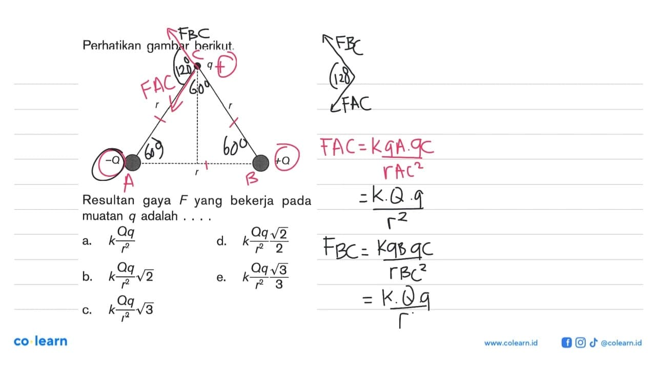 Perhatikan gamhar berikut. -Q +Q qResultan gaya F yang