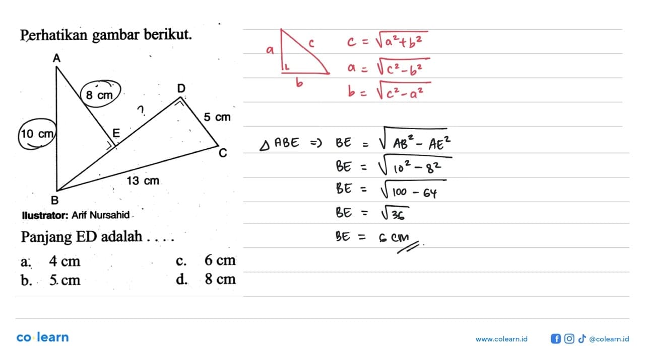 Perhatikan gambar berikut.10 cm 8 cm 13 cm 5 cmPanjang ED