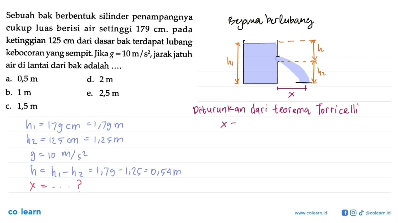 Sebuah bak berbentuk silinder penampangnya cukup luas