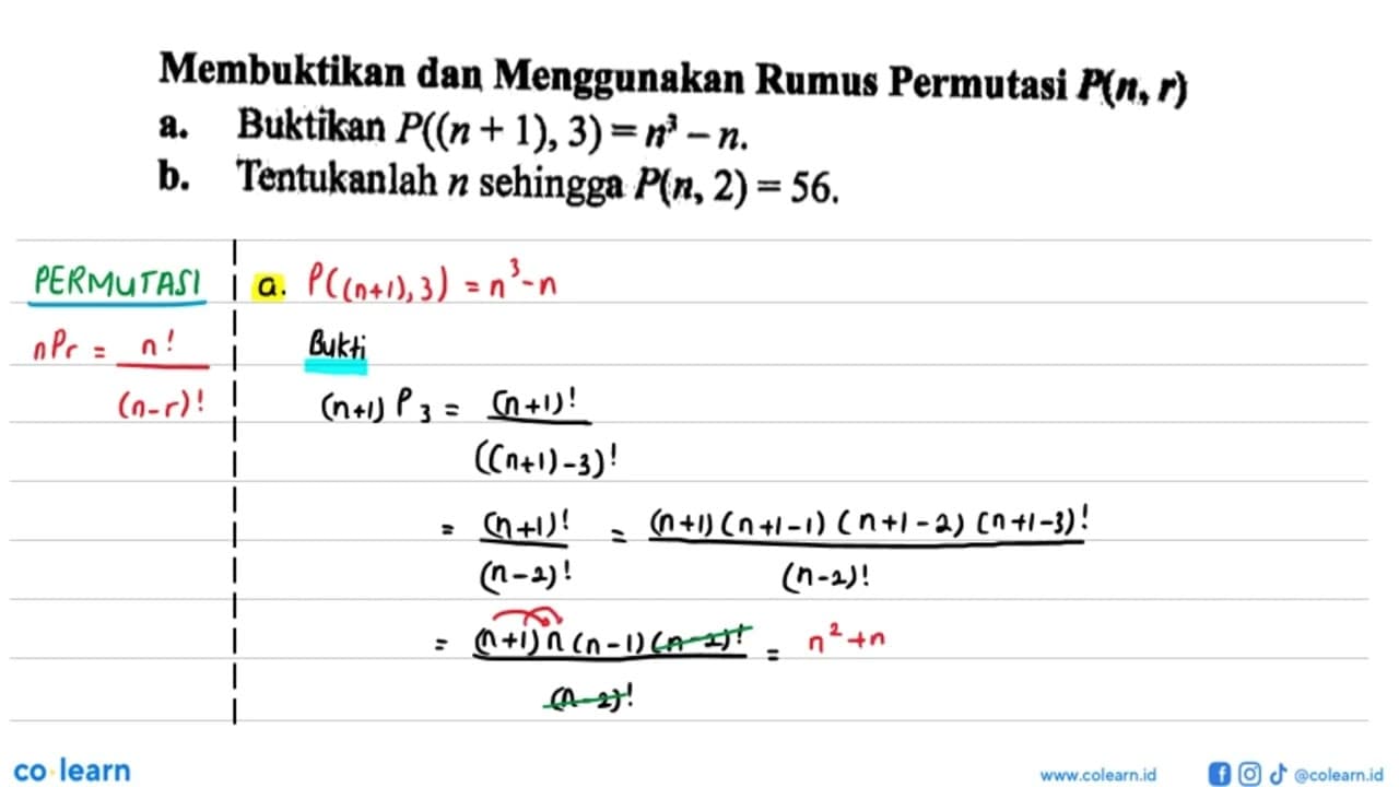 Membuktikan dan Menggunakan Rumus Permutasi P(n, r) a.