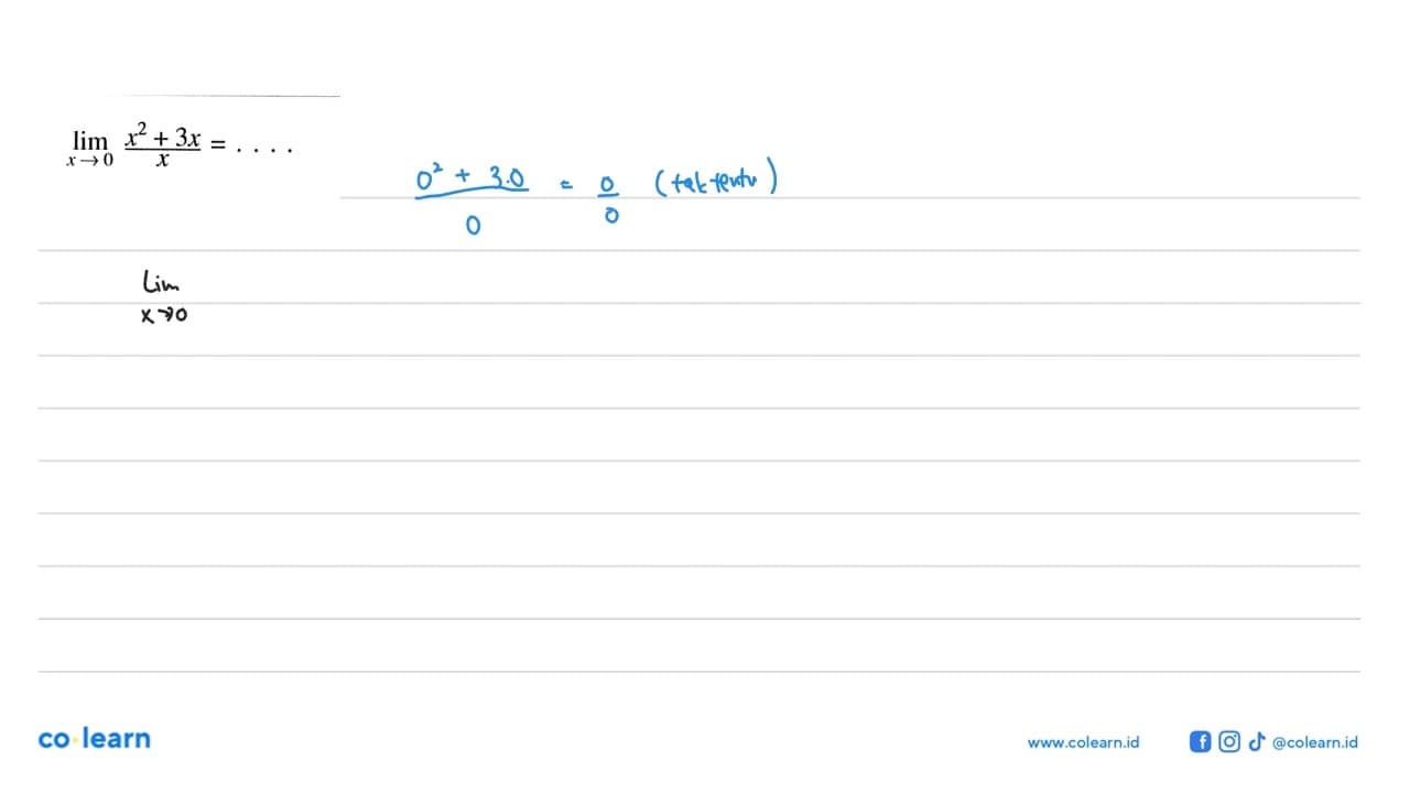 limit x -> 0 x^2+3x/x=...