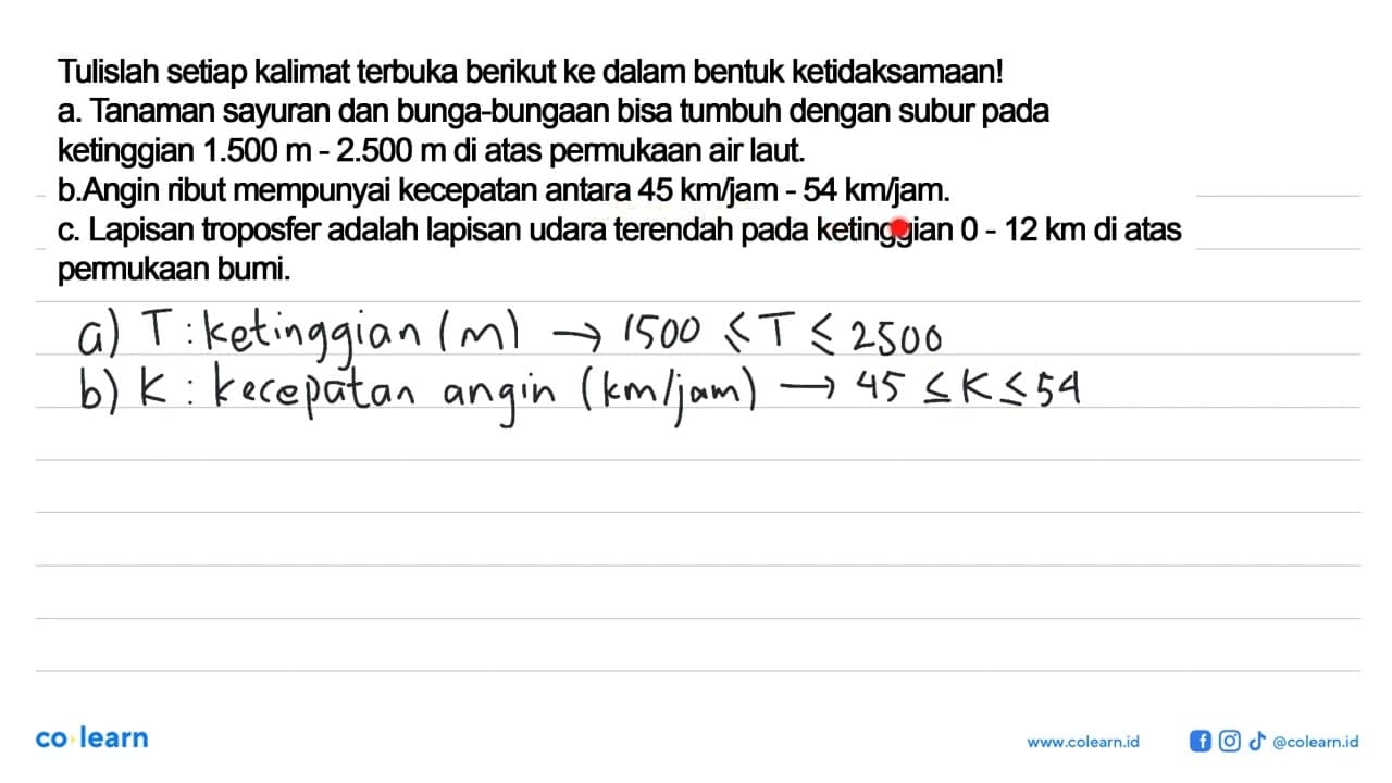 Tulislah setiap kalimat terbuka berikut ke dalam bentuk