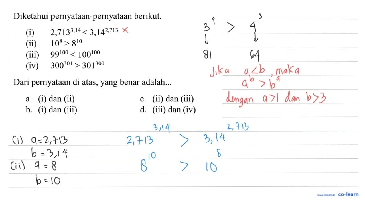 Diketahui pernyataan-pernyataan berikut. (i)