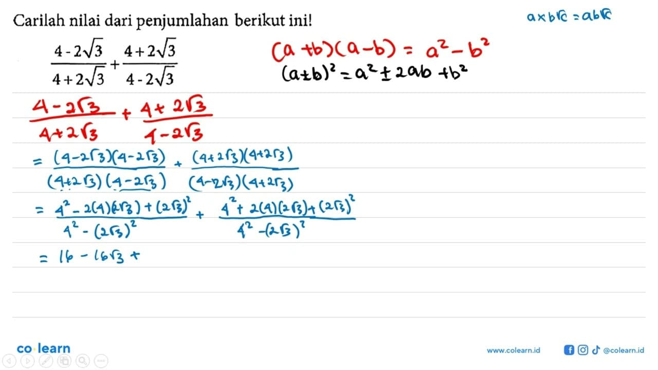 Carilah nilai dari penjumlahan berikut ini!