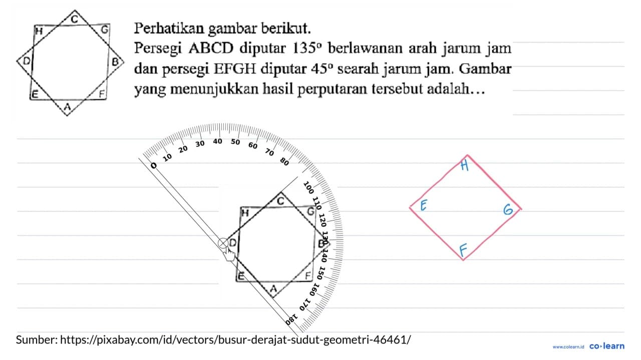 C H G D B E A F Perhatikan gambar berikut. Persegi ABCD