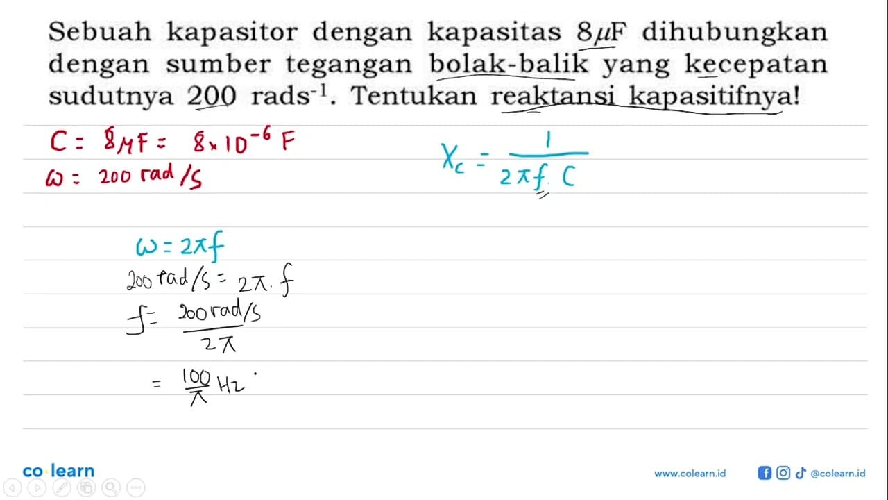 Sebuah kapasitor dengan kapasitas 8 muF dihubungkan dengan