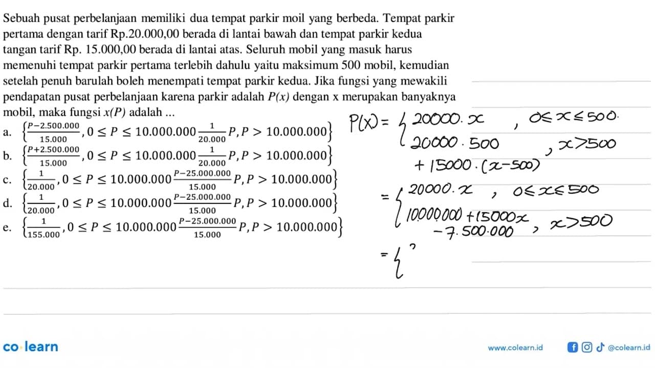 Sebuah pusat perbelanjaan memiliki dua tempat parkir moil