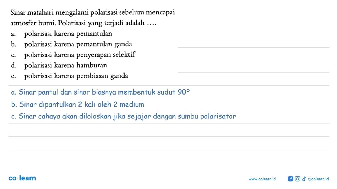 Sinar matahari mengalami polarisasi sebelum mencapai