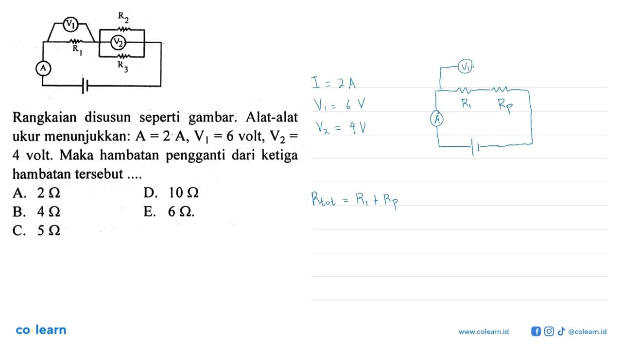 V1 R1 R2 V2 R3 A Rangkaian disusun seperti gambar.