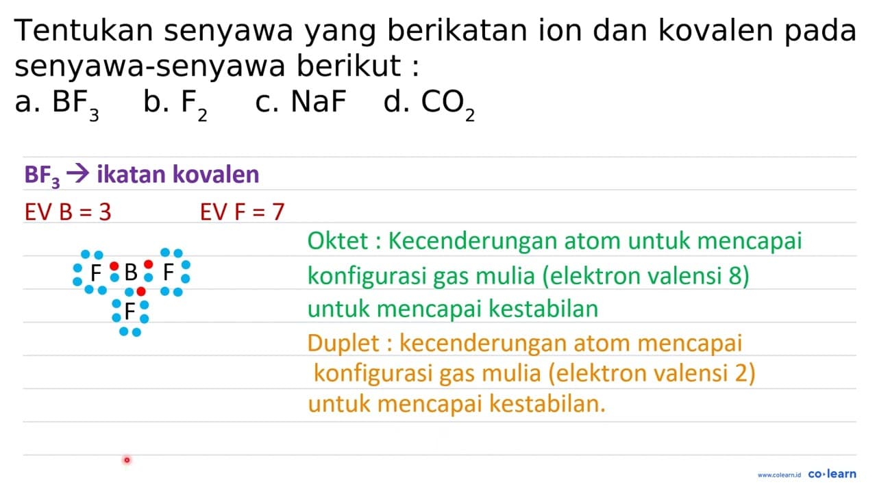 Tentukan senyawa yang berikatan ion dan kovalen pada