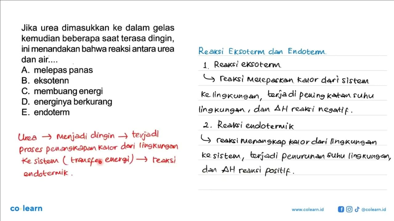 Jika urea dimasukkan ke dalam gelas kemudian beberapa saat