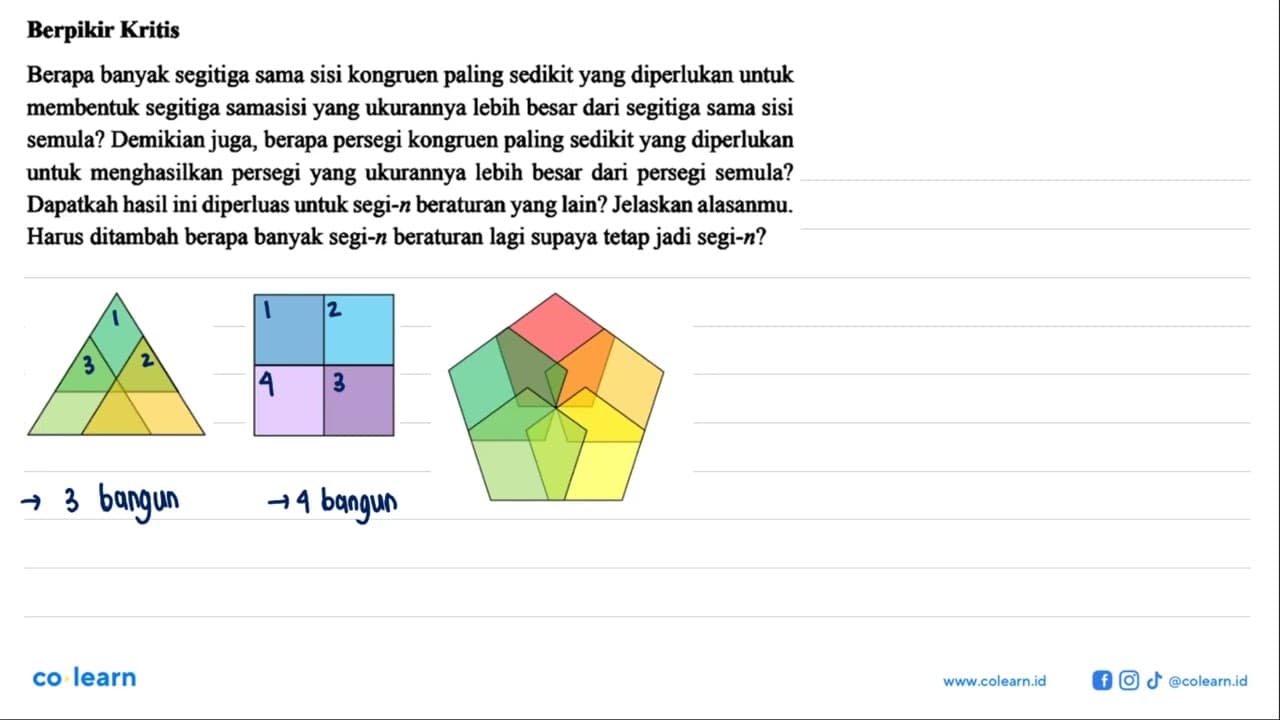 Berpikir Kritis Berapa banyak segitiga sama sisi kongruen