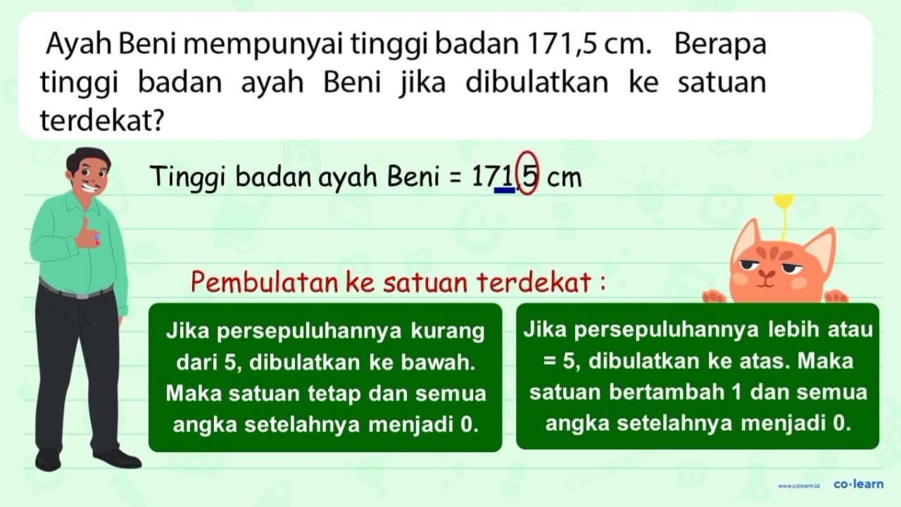 Ayah Beni mempunyai tinggi badan 171,5 cm. Berapa tinggi