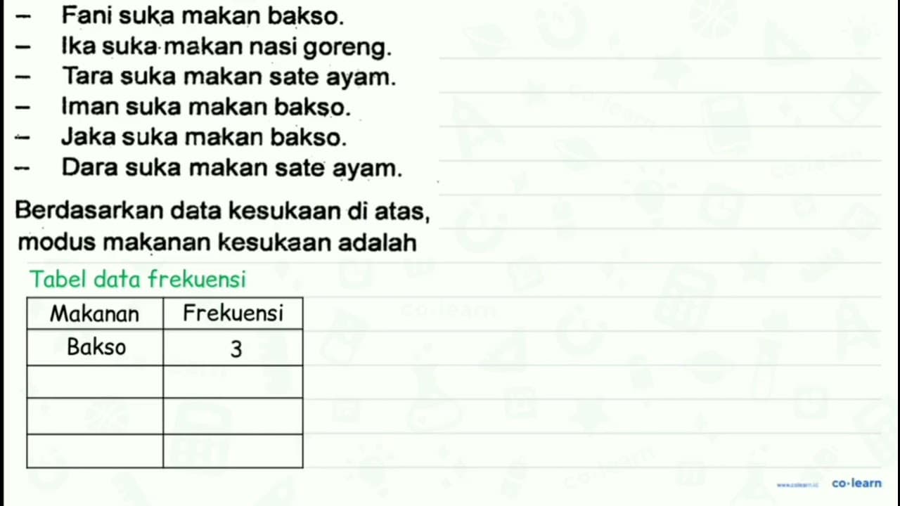 Fani suka makan bakso. Ika suka makan nasi goreng. Tara