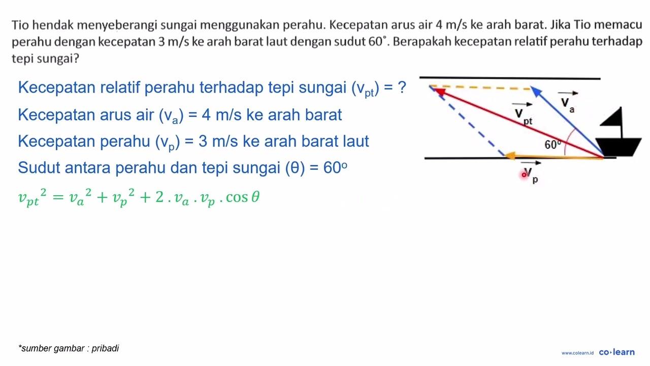 Tio hendak menyeberangi sungai menggunakan perahu.