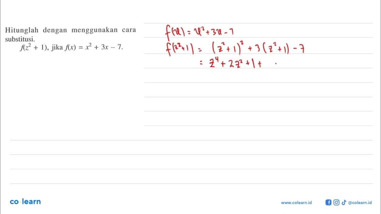 Hitunglah dengan menggunakan cara substitusi.f(z^2+1), jika