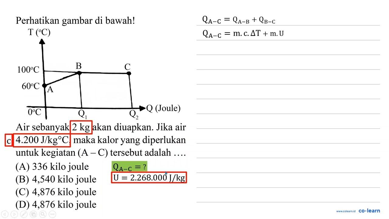 Perhatikan gambar di bawah! Air sebanyak 2 kg akan