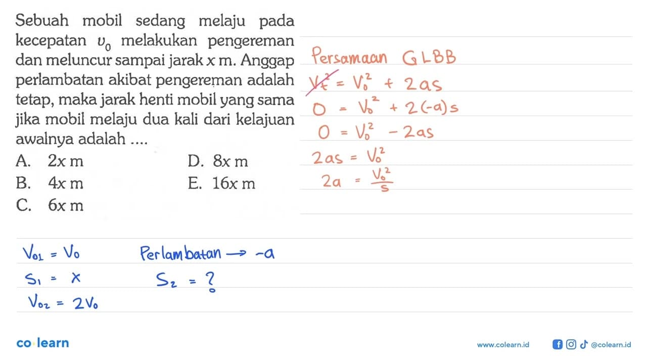 Sebuah mobil sedang melaju pada kecepatan v0 melakukan