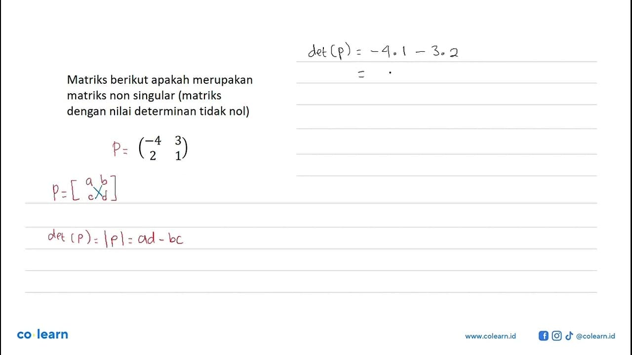 Matriks berikut apakah merupakan matriks non singular